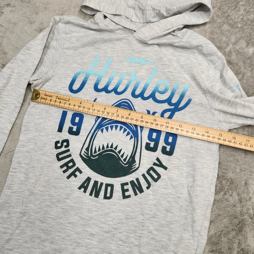 Hurley Long Sleeve Hooded Tee - Shark Surf Graphic, Size Medium, Great Condition - Picture 4 of 7